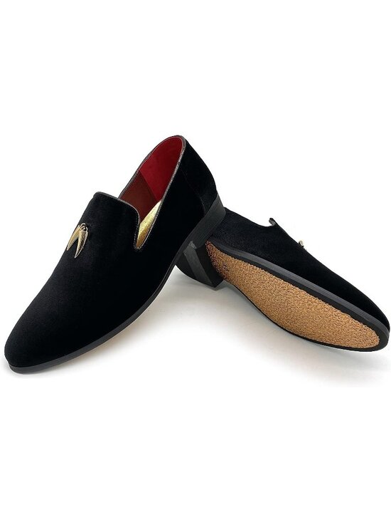 Men\'s Black Velvet Penny Loafer Slip On Comfortable Tuxedo Party Classic Shoes